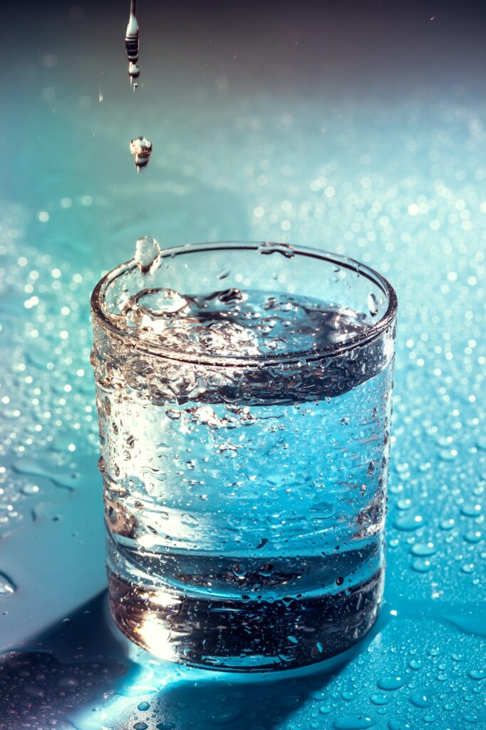 Glass of water. close up. Creative photo